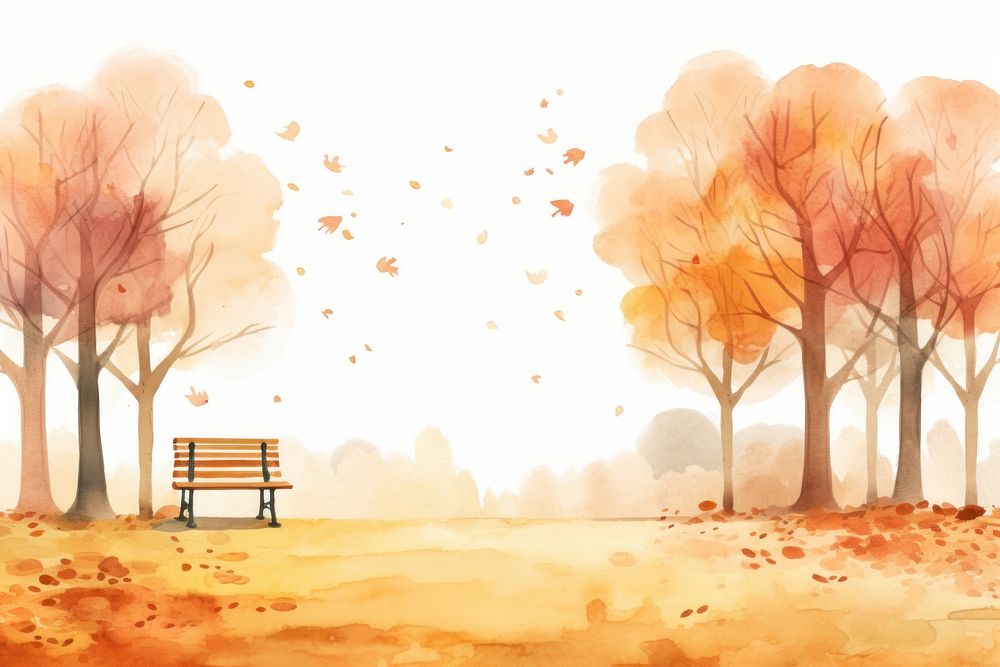 Park in autumn outdoors bench tranquility. AI generated Image by rawpixel.
