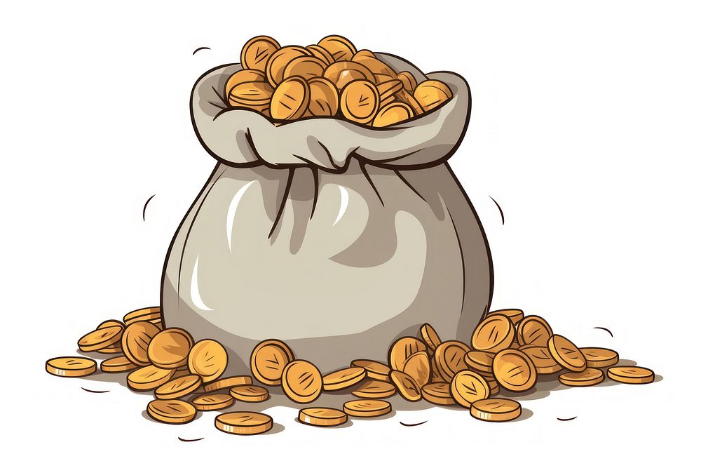 Bag of coins cartoon sack investment. AI generated Image by rawpixel.