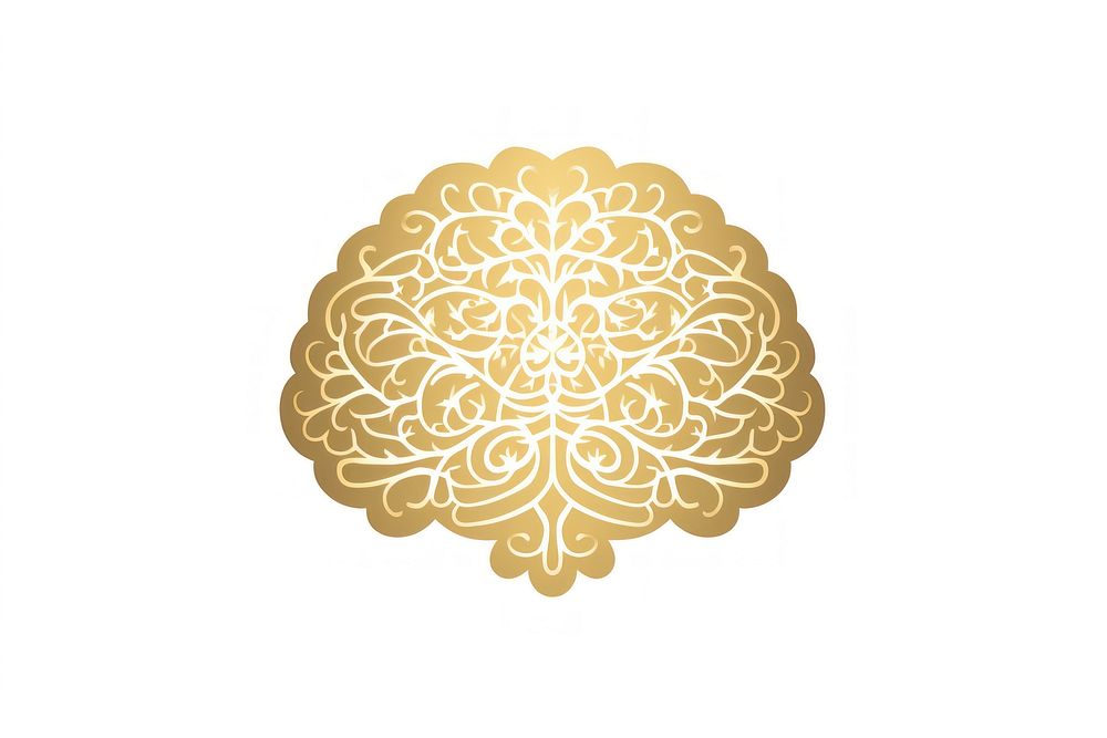 Brain icon decoration pattern gold. AI generated Image by rawpixel.