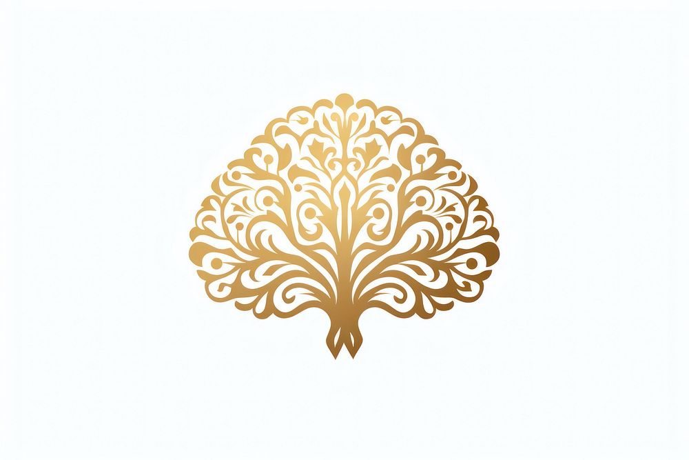 Brain icon pattern gold white background. AI generated Image by rawpixel.