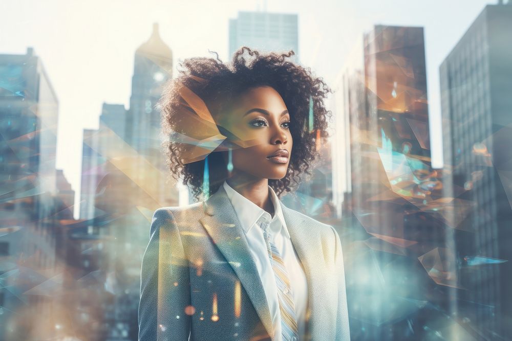 African American businesswoman adult city sky. AI generated Image by rawpixel.