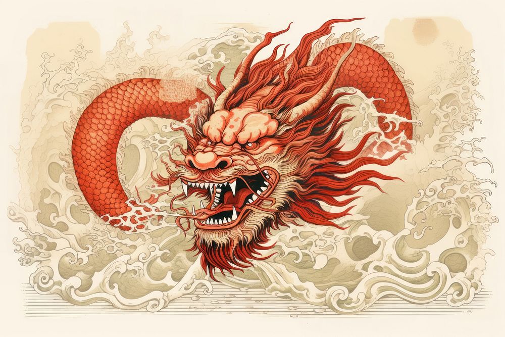 Dragon drawing chinese new year representation. AI generated Image by rawpixel.
