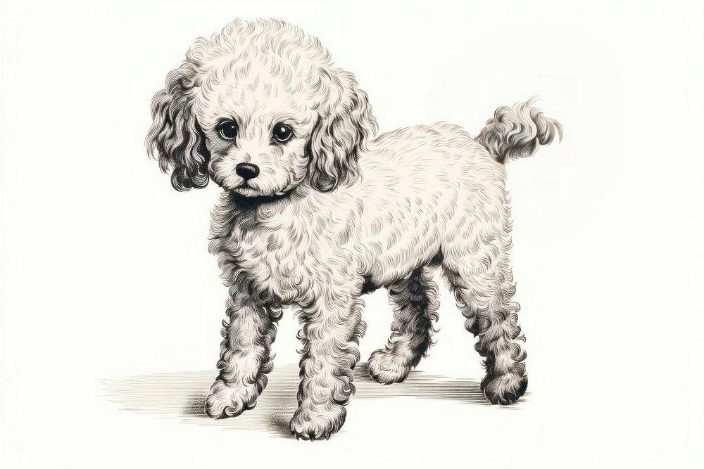 Poodle drawing mammal animal. AI generated Image by rawpixel.