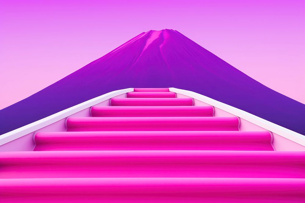 Japan architecture staircase purple. AI generated Image by rawpixel.