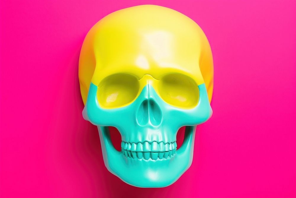 Skull anatomy yellow purple. AI generated Image by rawpixel.
