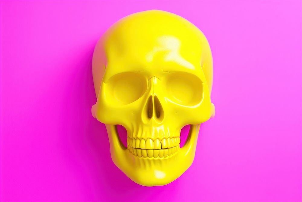 Skull yellow purple spooky. AI generated Image by rawpixel.