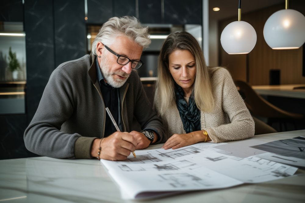 Couple consulting interior designer adult concentration togetherness. AI generated Image by rawpixel.