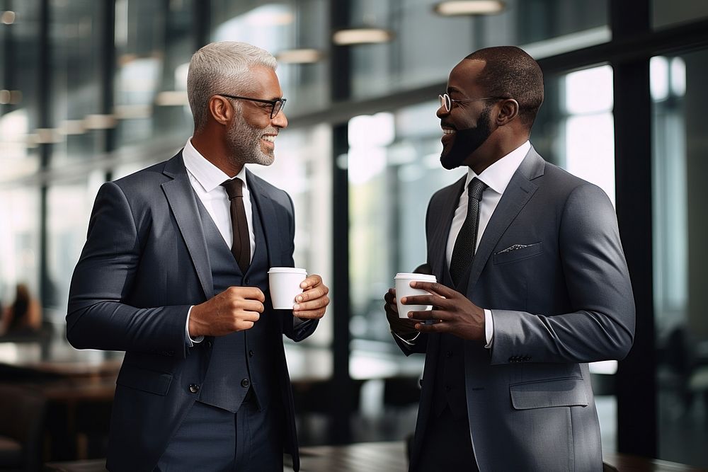 Business men talking adult cup. AI generated Image by rawpixel.