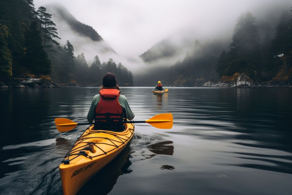 Kayaks kayaking recreation canoeing. AI generated Image by rawpixel.