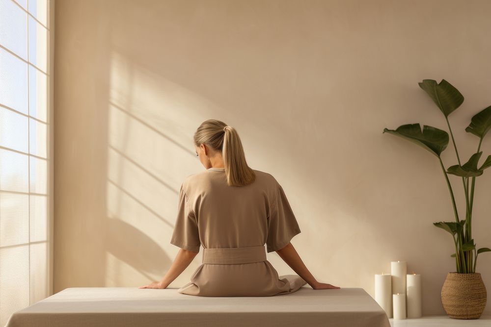 Woman getting massage at spa resort adult plant contemplation. AI generated Image by rawpixel.