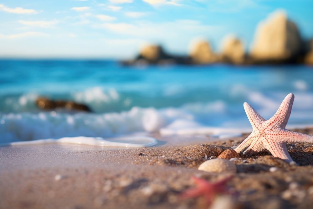 Beach lanscape outdoors starfish nature. AI generated Image by rawpixel.