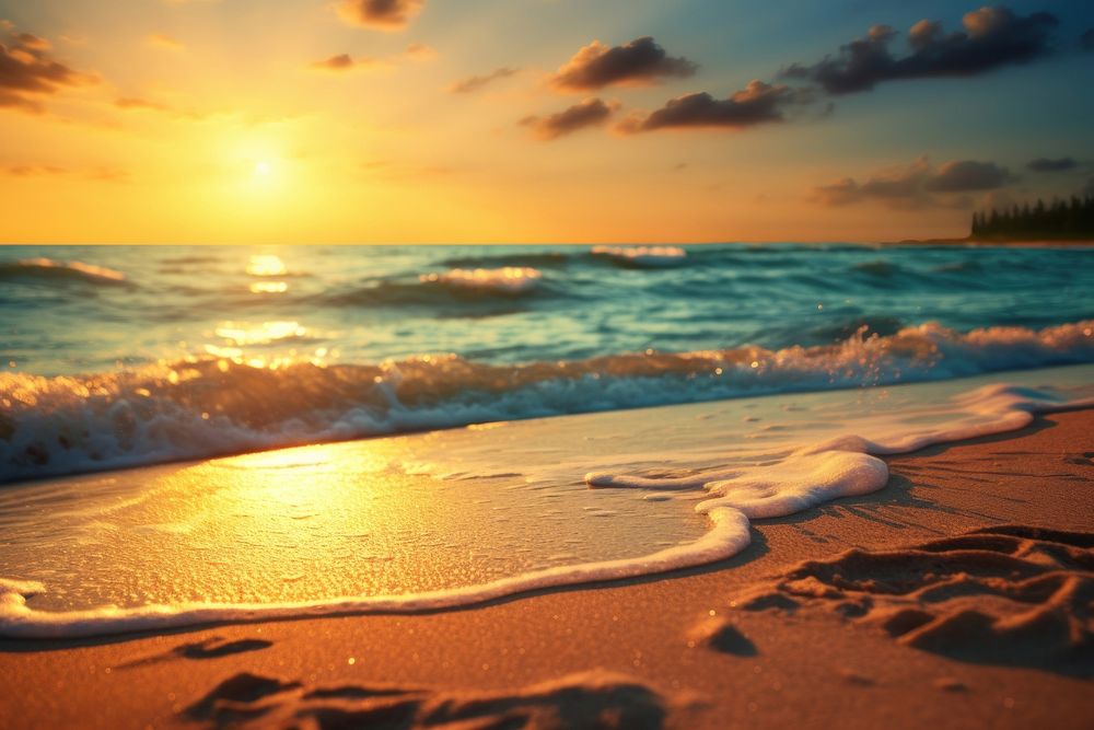 Beach landscape sunlight outdoors. AI generated Image by rawpixel.