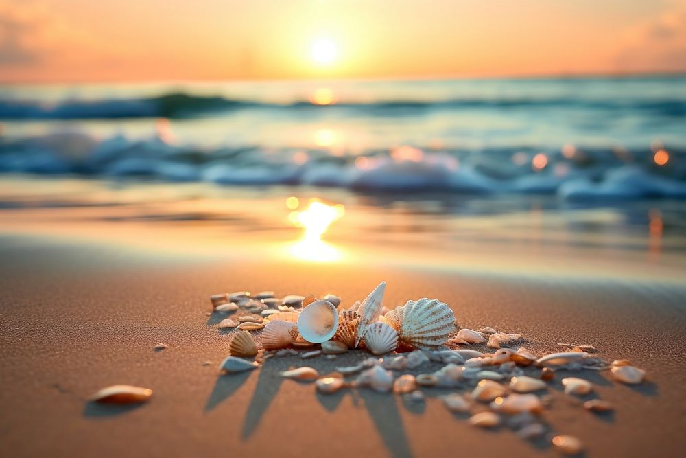 Beach sunlight seashell outdoors. AI generated Image by rawpixel.