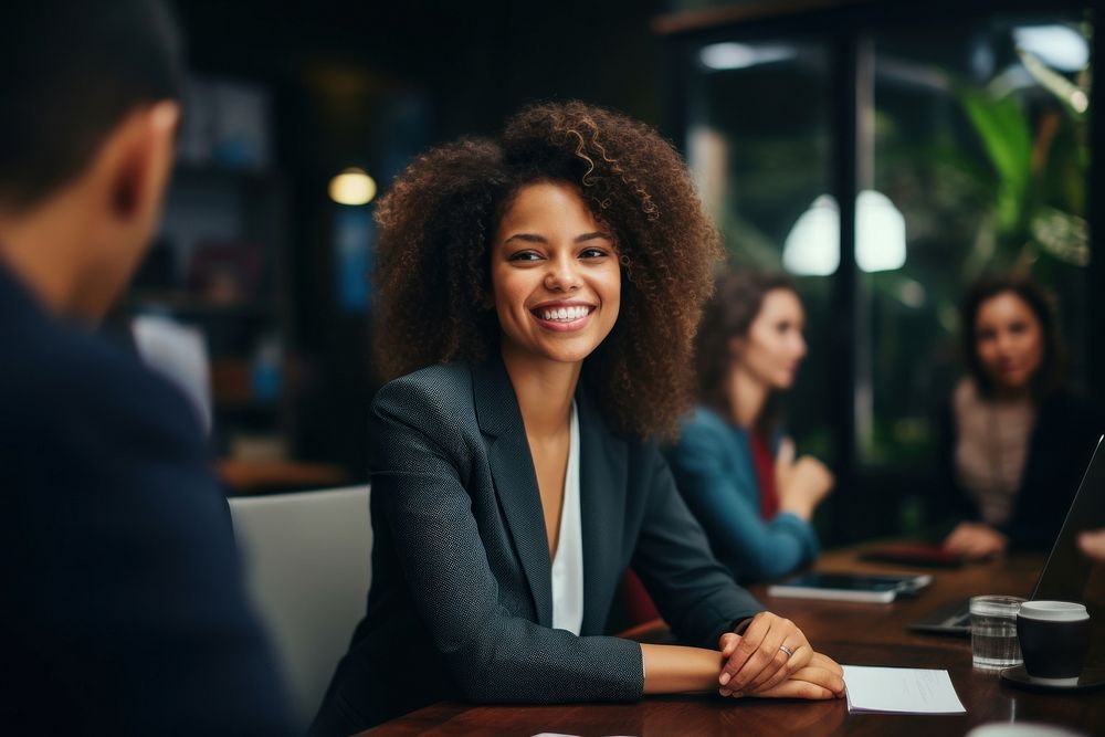 Business woman talking meeting smile. AI generated Image by rawpixel.