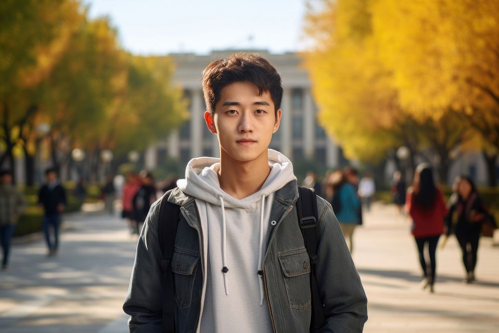 Chinese university student portrait standing photo. AI generated Image by rawpixel.
