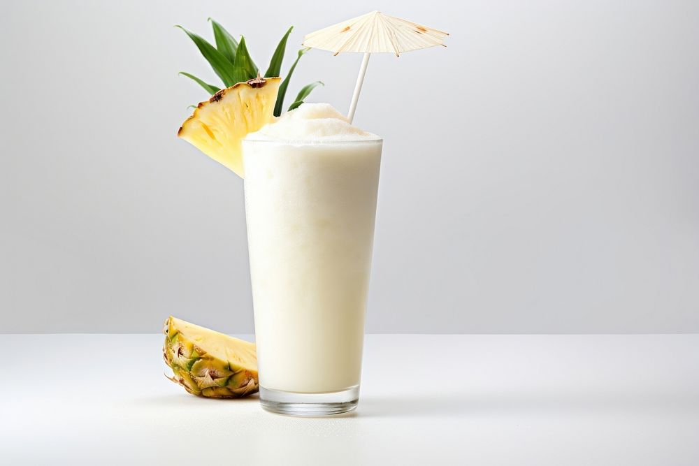 Long glass of Pina Colada cocktail pineapple smoothie fruit. AI generated Image by rawpixel.