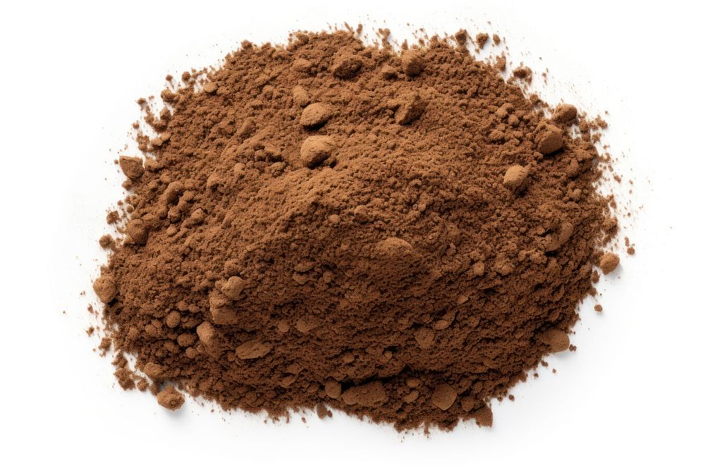 Pile of brown soil powder white background ingredient. AI generated Image by rawpixel.