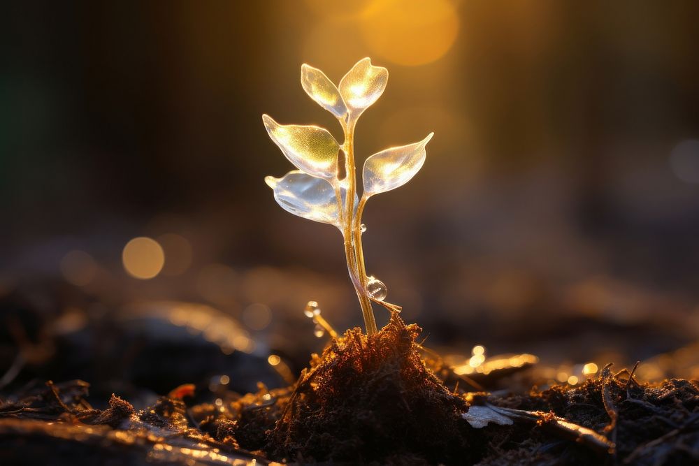 A plant sapling outdoors nature night. AI generated Image by rawpixel.