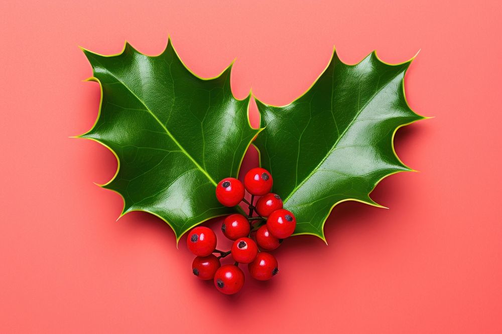 Cute holly leaves and berries decoration christmas plant. AI generated Image by rawpixel.
