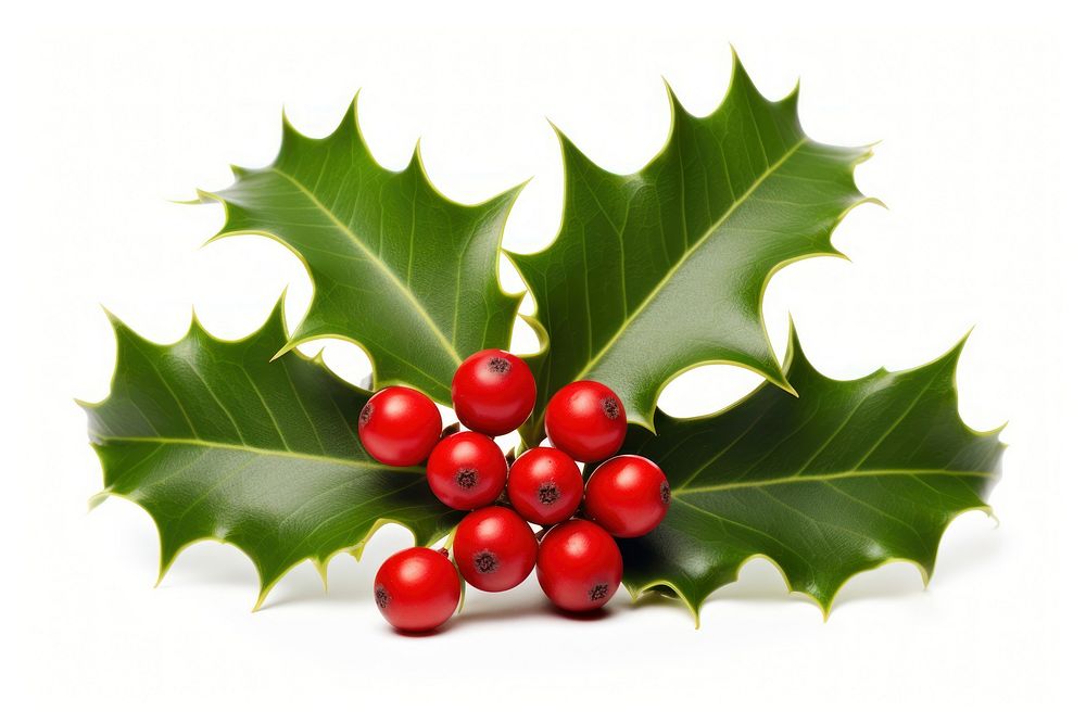 Cute holly leaves and berries decoration christmas plant. AI generated Image by rawpixel.