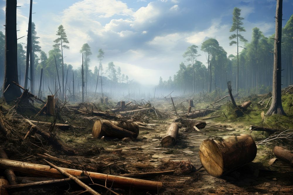 Deforestation landscape outdoors woodland. AI generated Image by rawpixel.