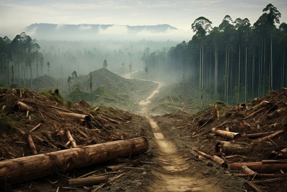 Deforestation landscape outdoors woodland. AI generated Image by rawpixel.