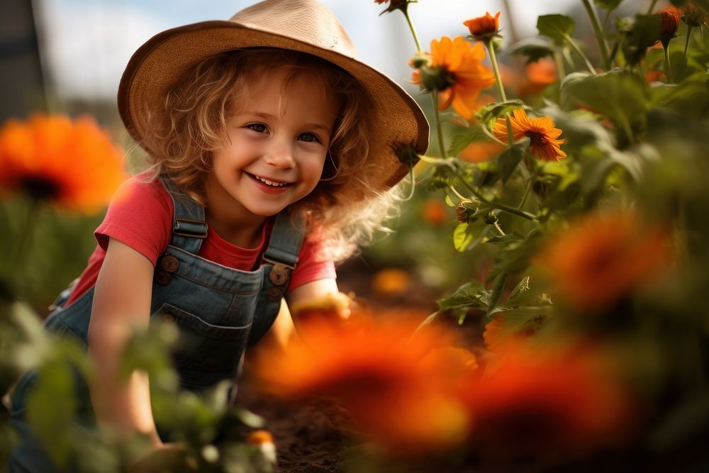 Happy girl gardening with mom portrait outdoors flower. AI generated Image by rawpixel.