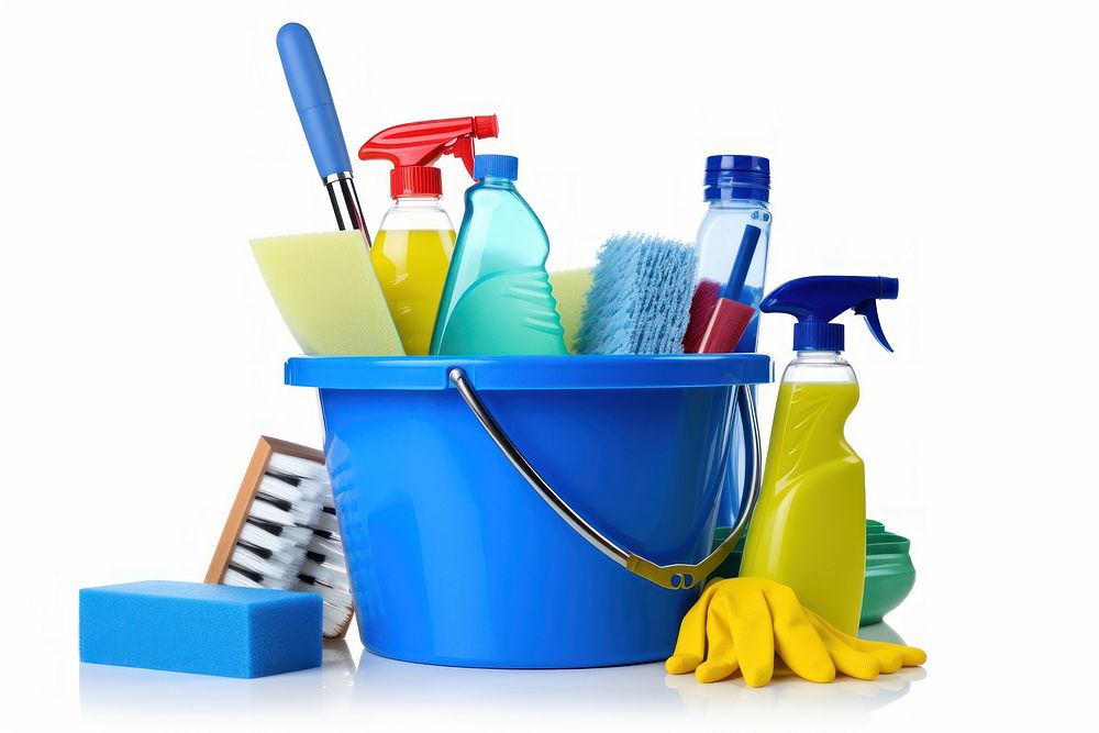 House Cleaning Equipment and Supplies cleaning bucket plastic. AI generated Image by rawpixel.