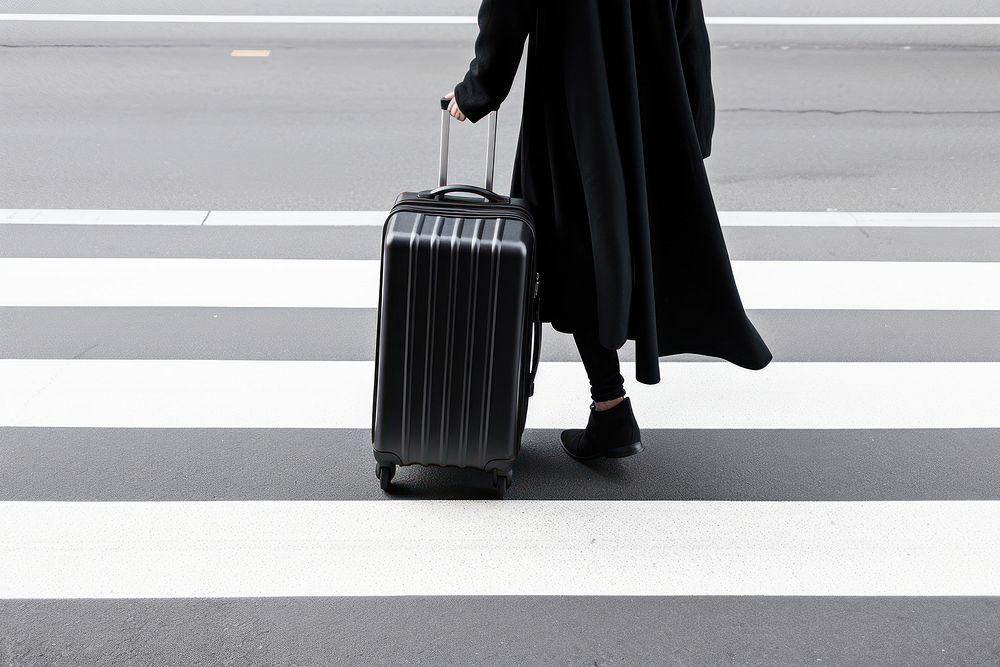 Woman suitcase luggage walking. 