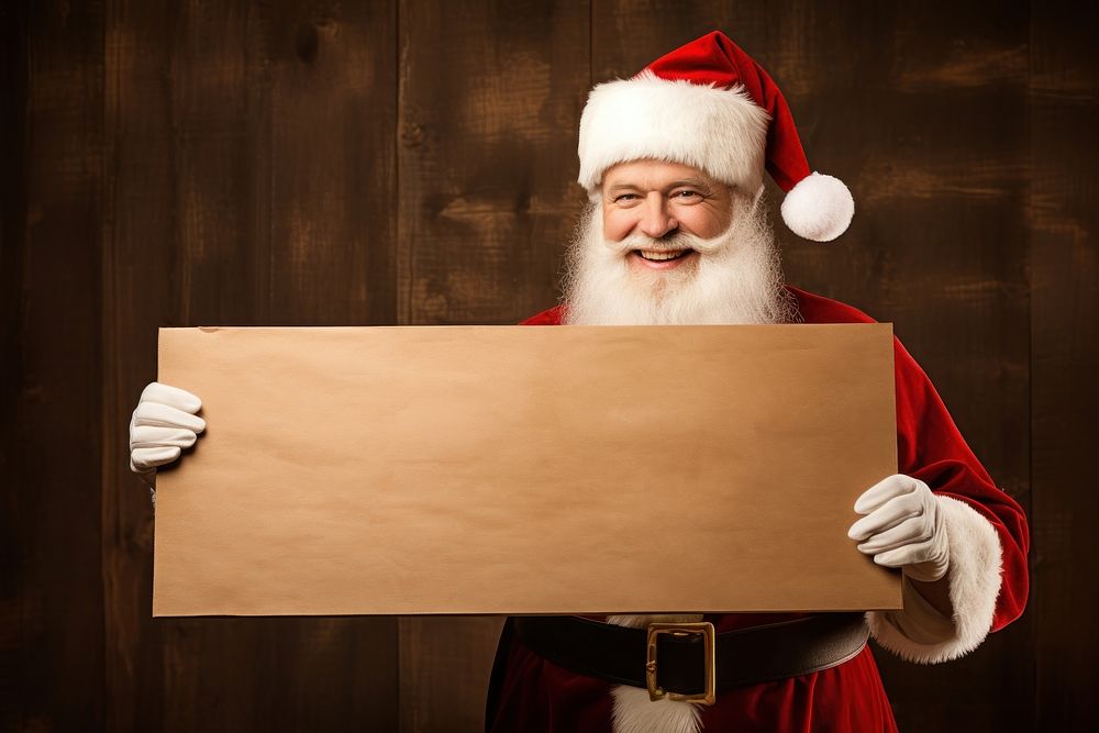 Happy Santa Claus holding a blank sign christmas adult santa claus. AI generated Image by rawpixel.