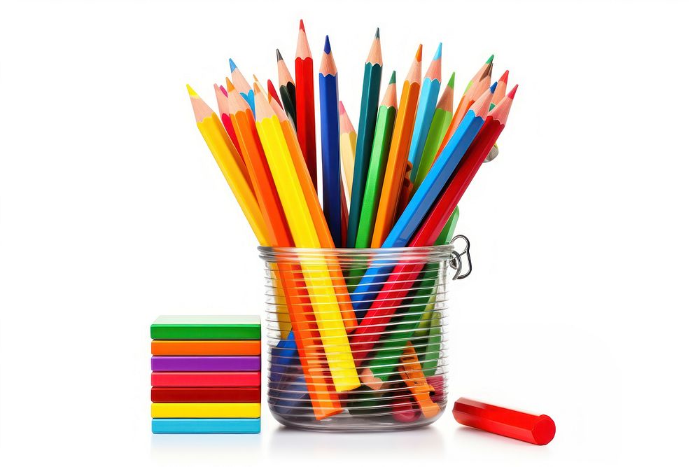 School supplies pencil white background creativity. AI generated Image by rawpixel.