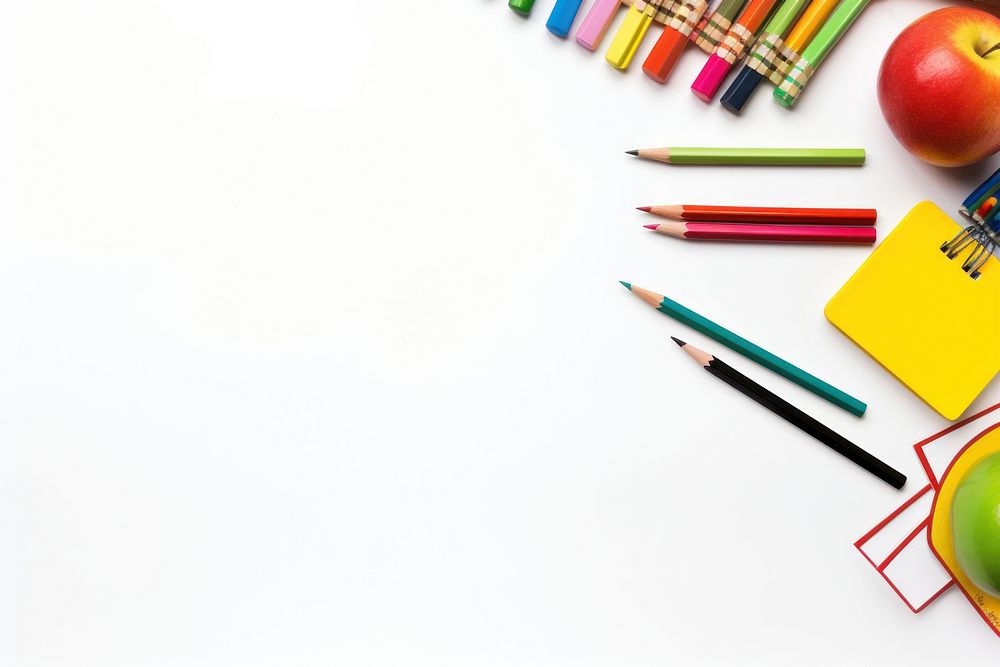 School supplies backgrounds pencil white background. AI generated Image by rawpixel.