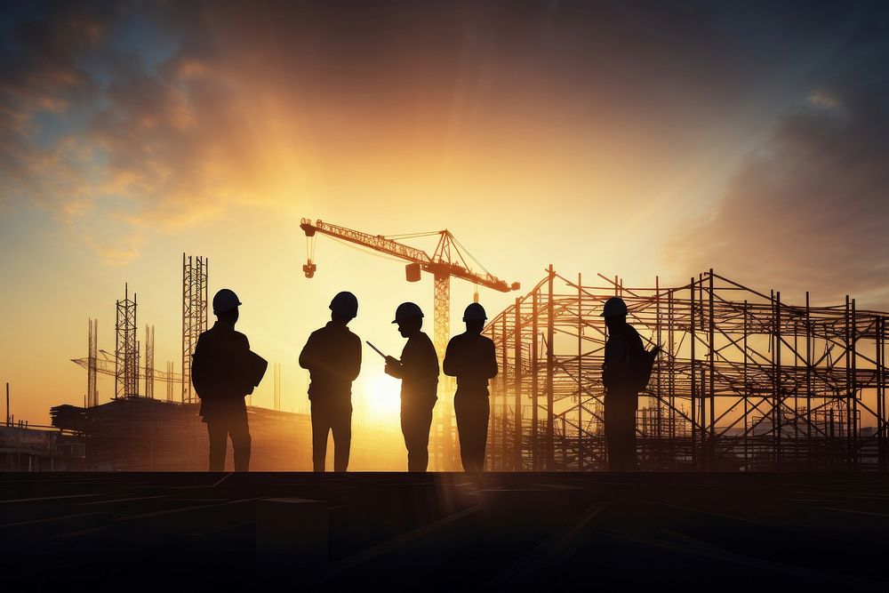 Engineer and construction team silhouette industry working. AI generated Image by rawpixel.