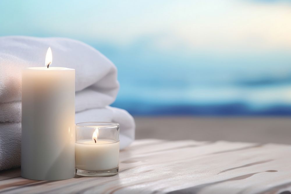 Spa candle towel spirituality. AI generated Image by rawpixel.
