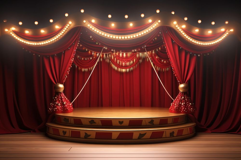 Circus stage lighting curtain theater. 