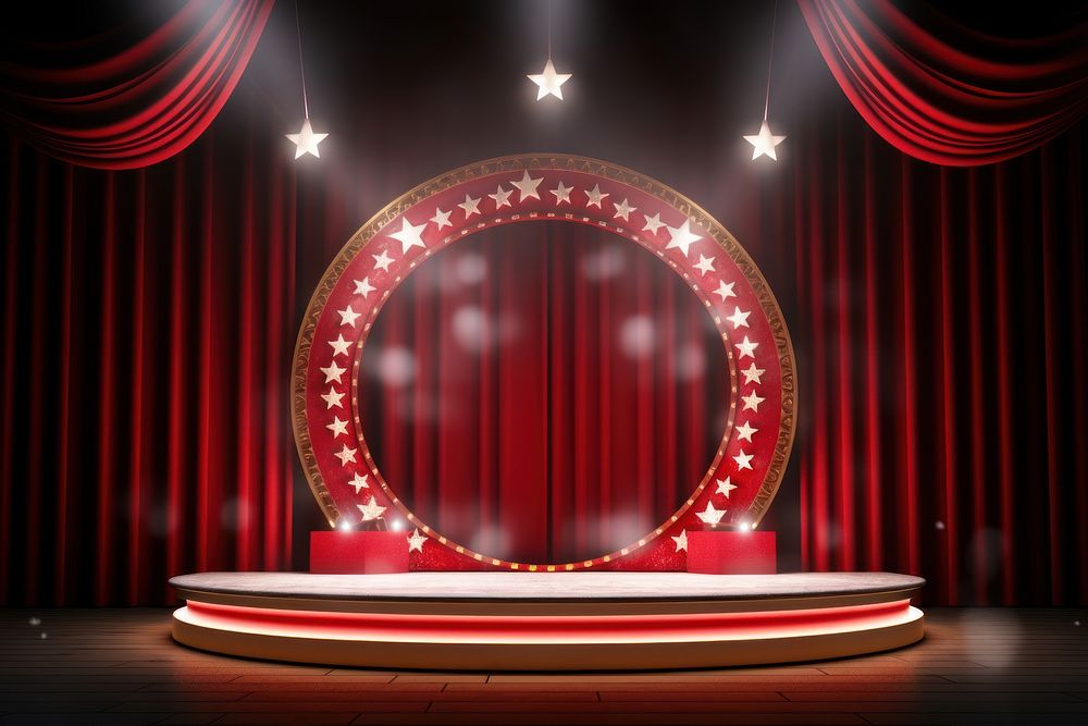 Circus stage curtain theater circle. AI generated Image by rawpixel.