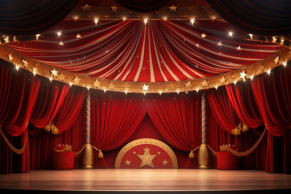 Circus stage auditorium curtain theater. 
