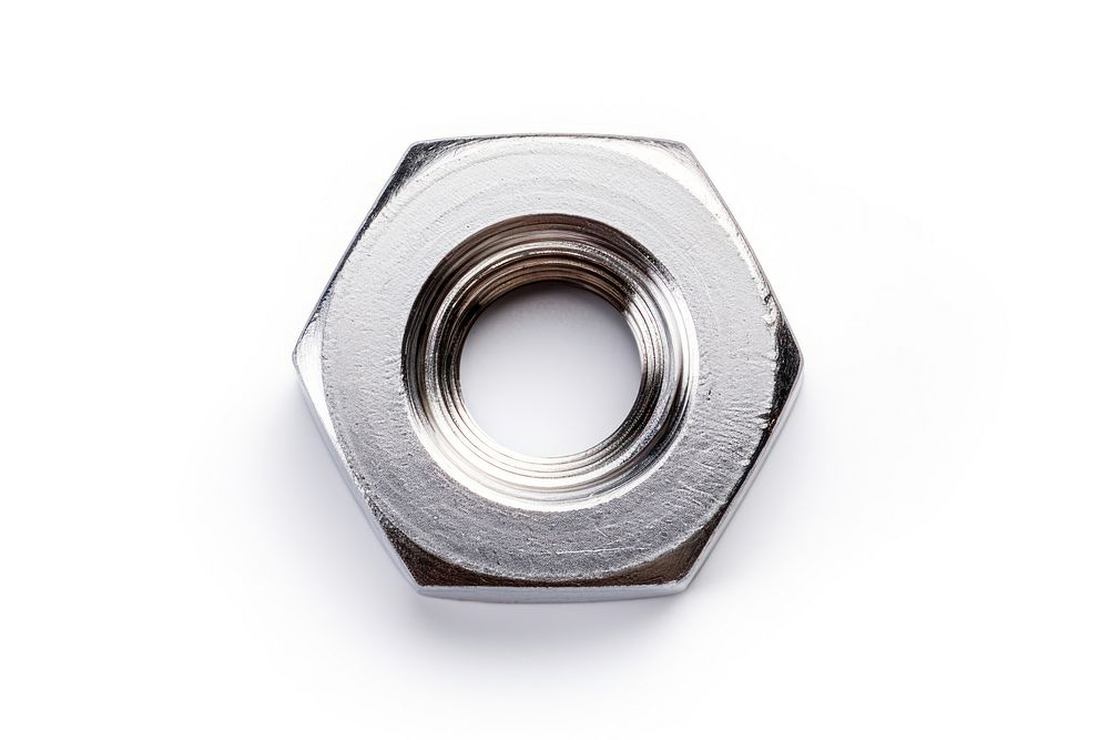 Metal nut silver white background technology. AI generated Image by rawpixel.