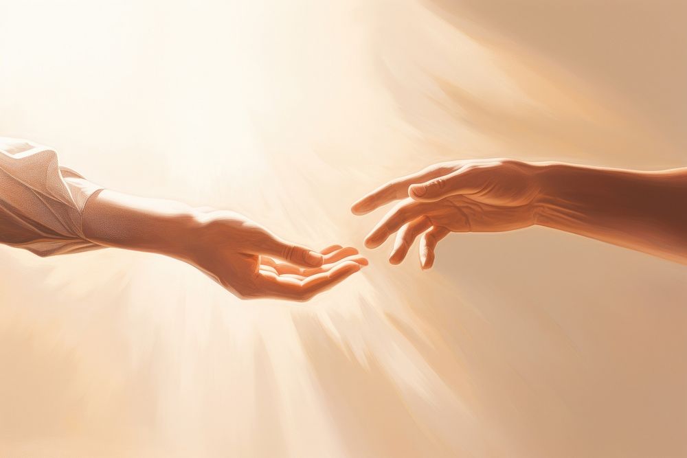 Two hands sunlight adult togetherness. AI generated Image by rawpixel.