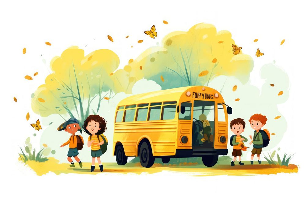School bus outdoors vehicle transportation. AI generated Image by rawpixel.