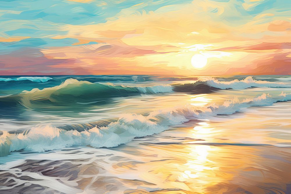 Beach sunrise landscape outdoors horizon. AI generated Image by rawpixel.