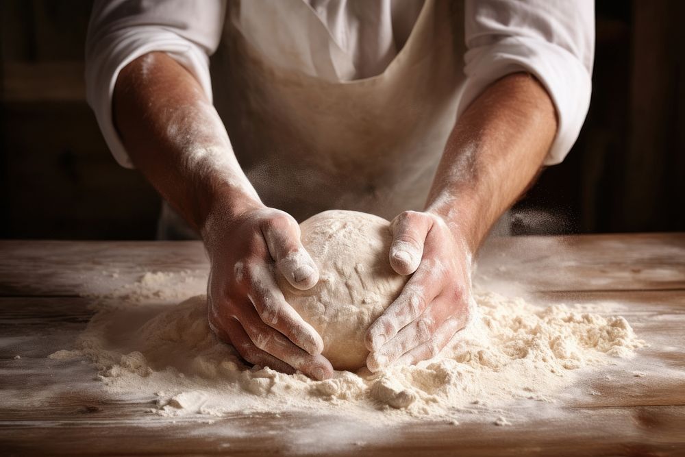 Hands kneading dough cooking person flour. AI generated Image by rawpixel.