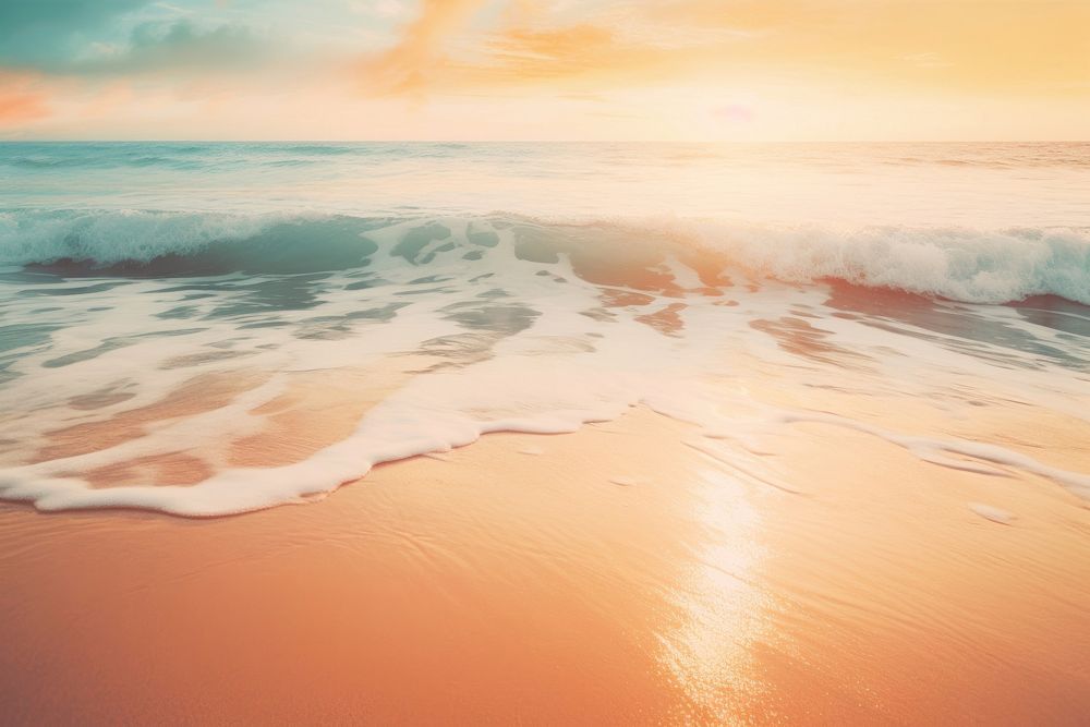 Beach with the ocean waves sea outdoors horizon. AI generated Image by rawpixel.