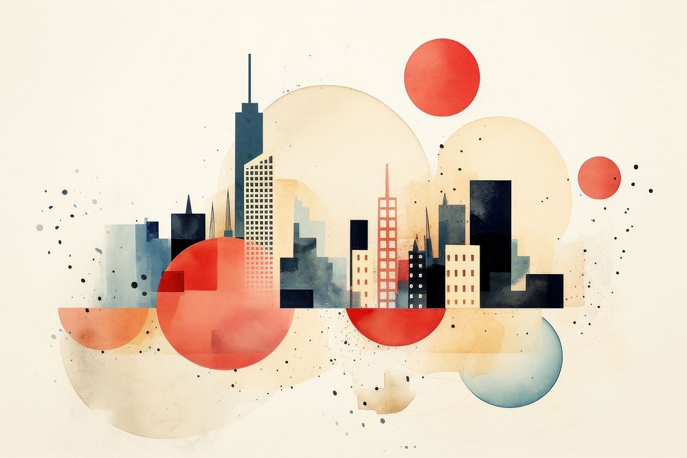 City painting collage shape. AI generated Image by rawpixel.