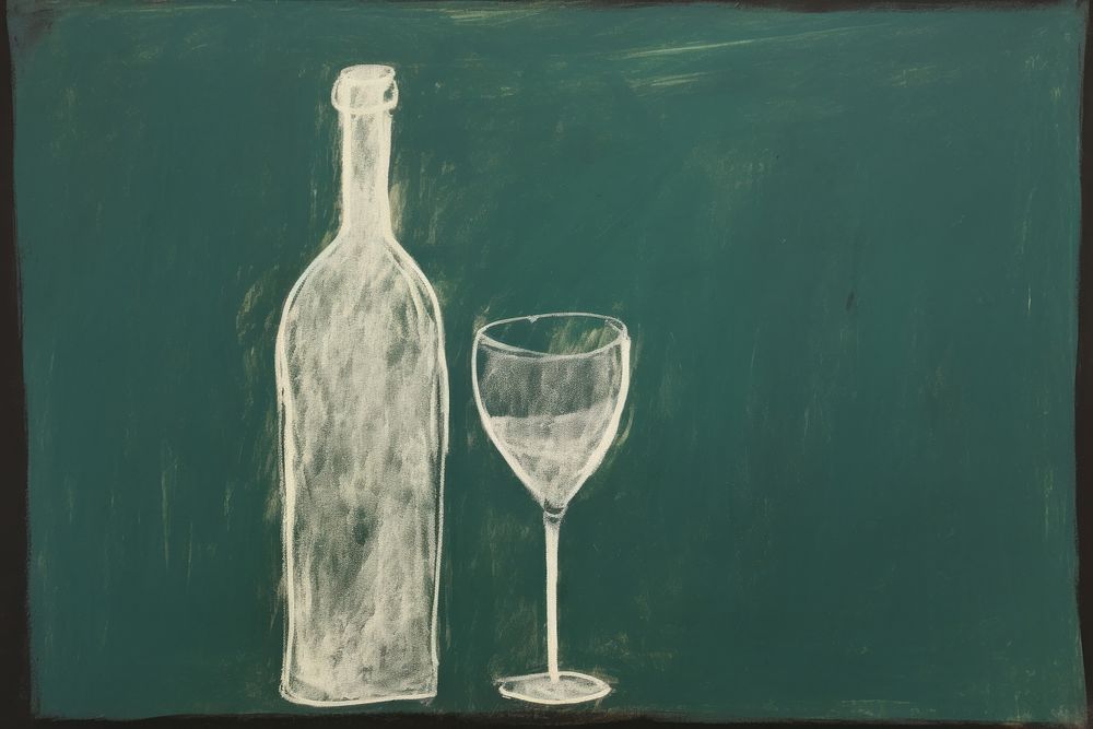 Wine blackboard bottle sketch. AI generated Image by rawpixel.