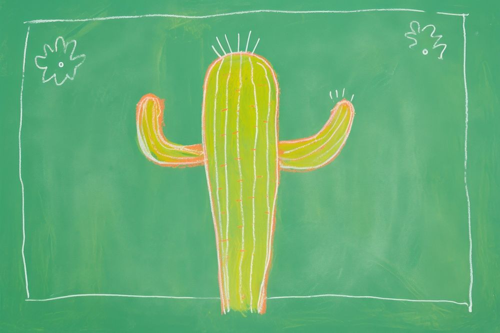 Cactus backgrounds blackboard drawing. AI generated Image by rawpixel.