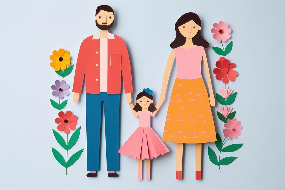 Dad mom kid adult cute art. AI generated Image by rawpixel.