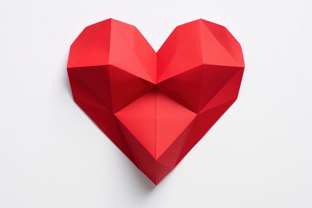 Red heart shape with heartrate on paper creativity origami. AI generated Image by rawpixel.