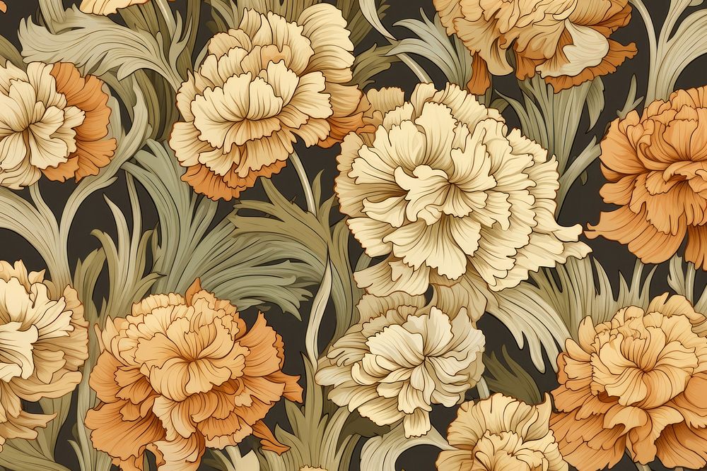 Carnations art wallpaper pattern. 