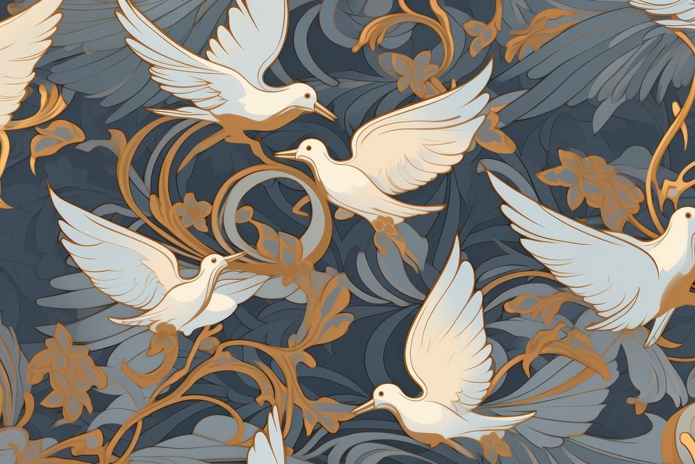 Doves art wallpaper pattern. AI generated Image by rawpixel.